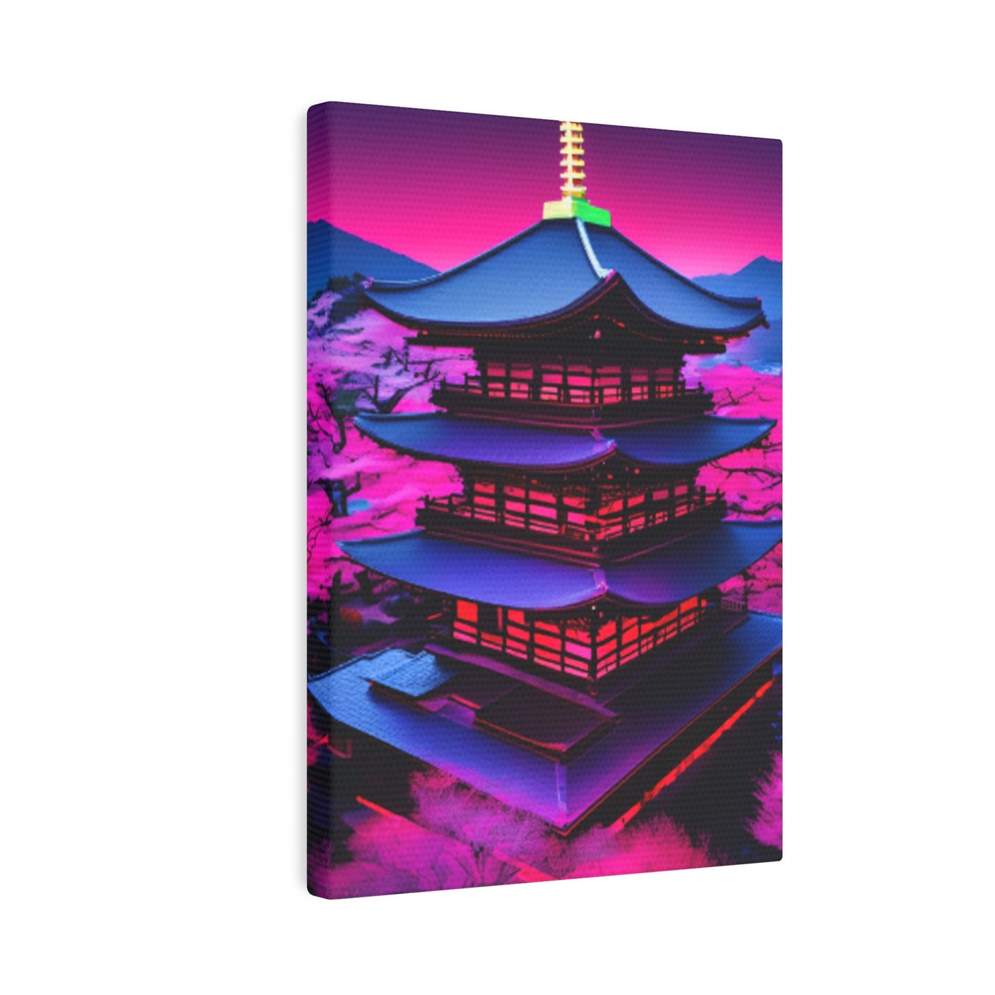 Neon Japanese Temple Canvas Photo Tile