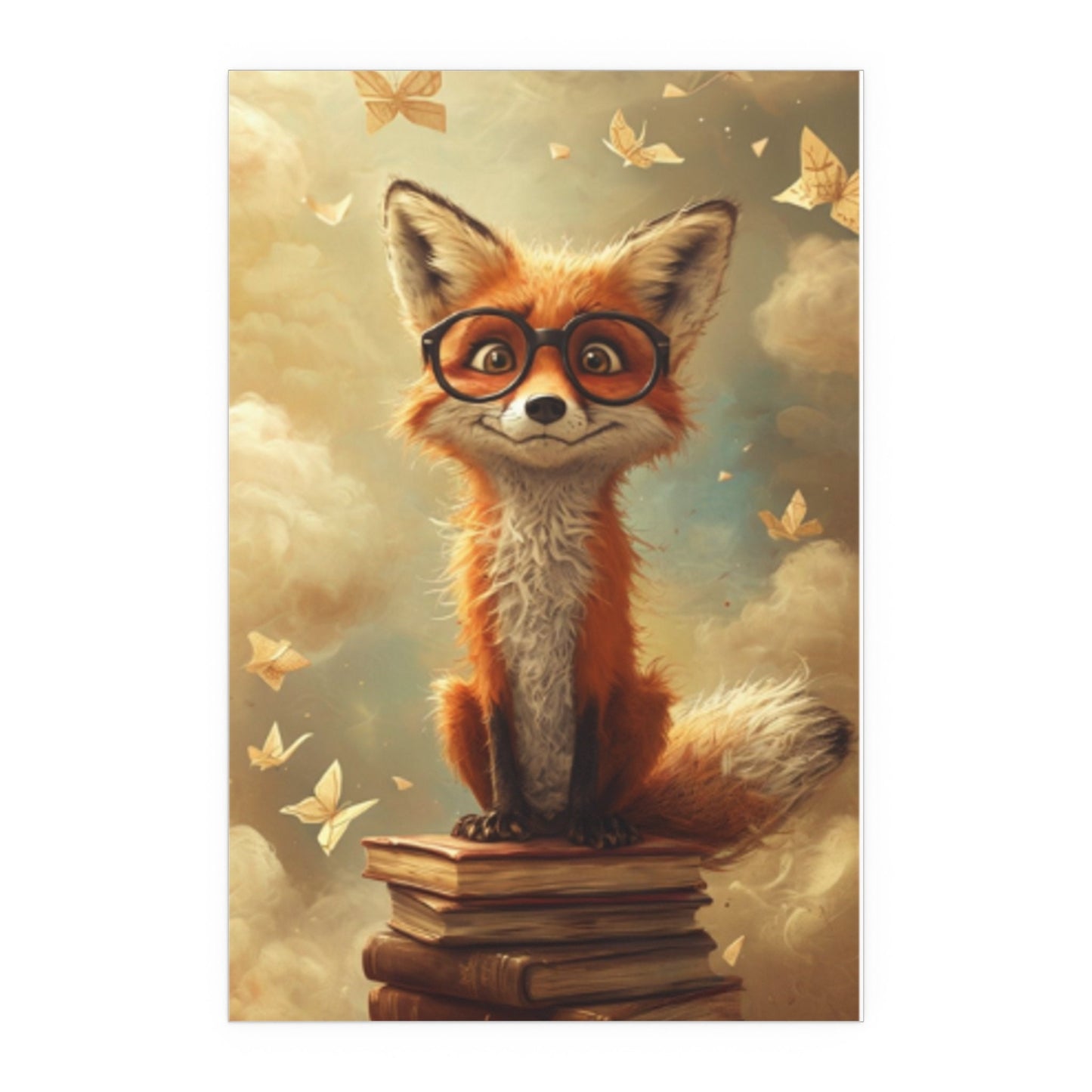 Fox on Books Posters Wall Art