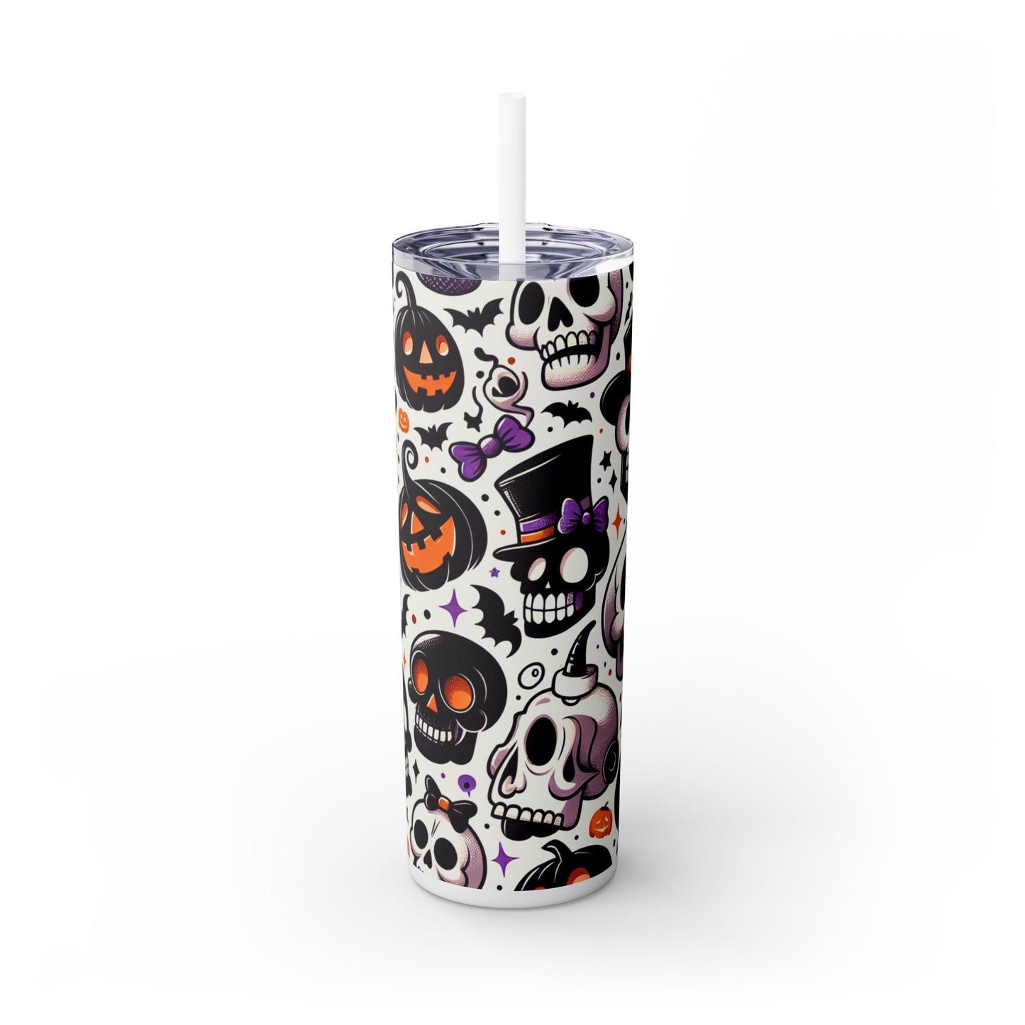 Happy Halloween Skulls Tumbler with Straw, 20oz