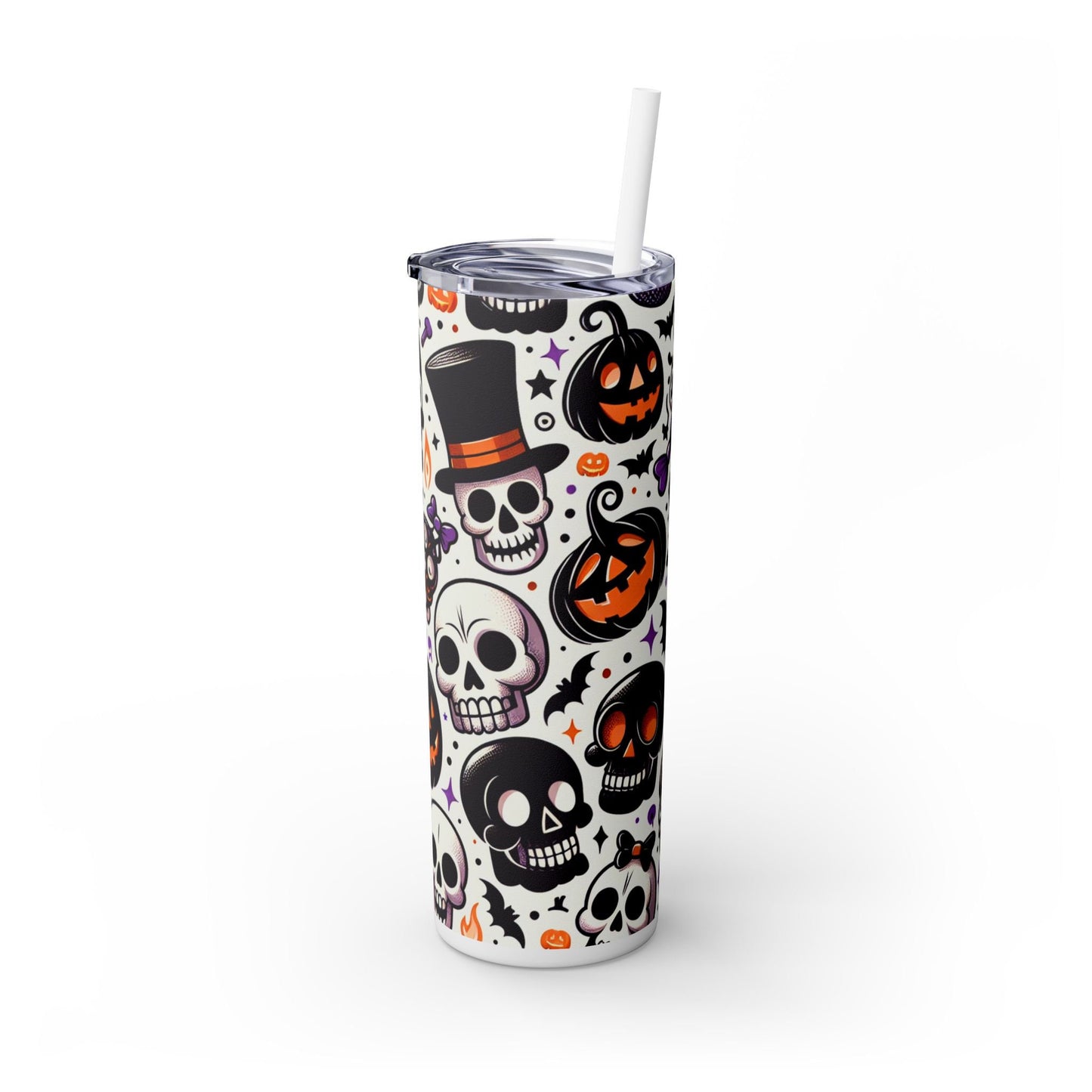 Happy Halloween Skulls Tumbler with Straw, 20oz