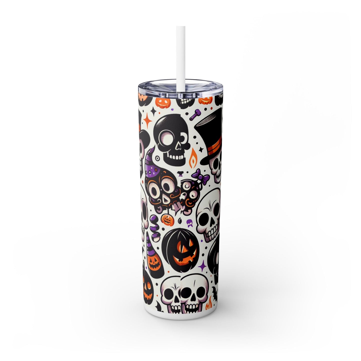 Happy Halloween Skulls Tumbler with Straw, 20oz