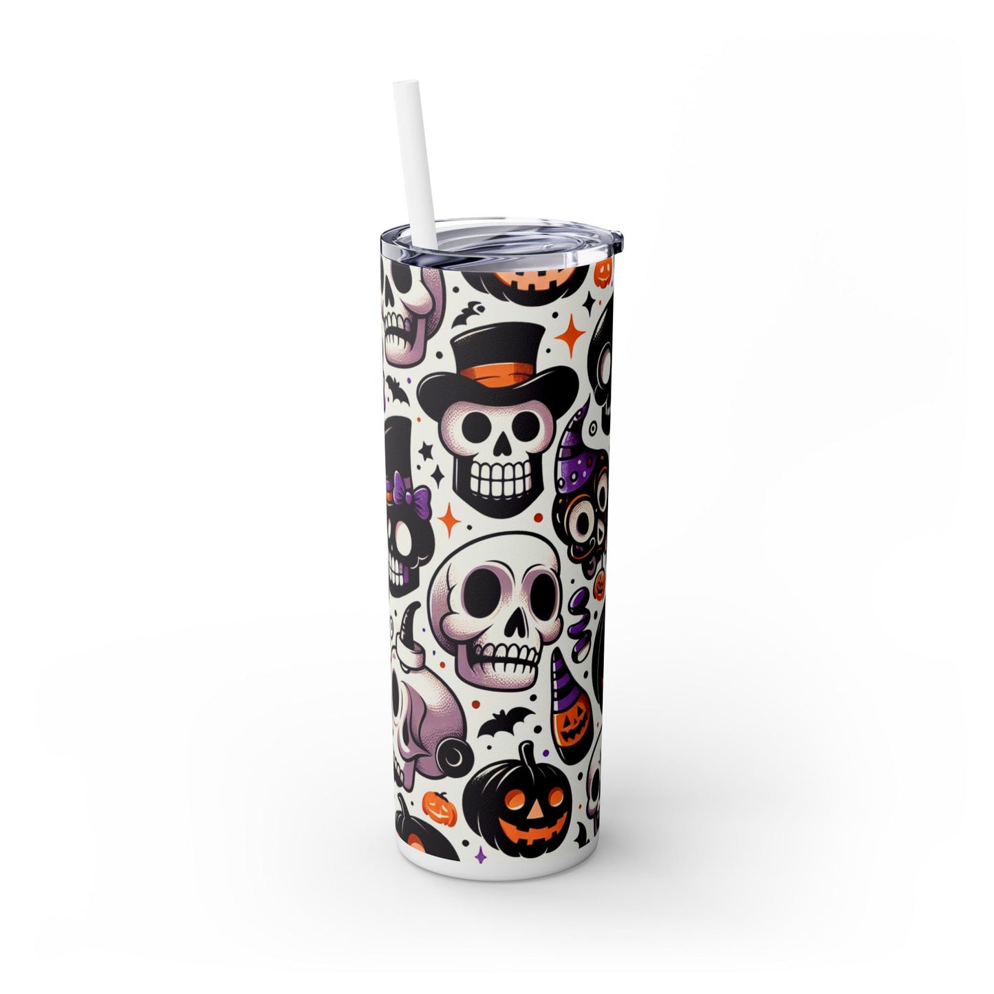 Happy Halloween Skulls Tumbler with Straw, 20oz