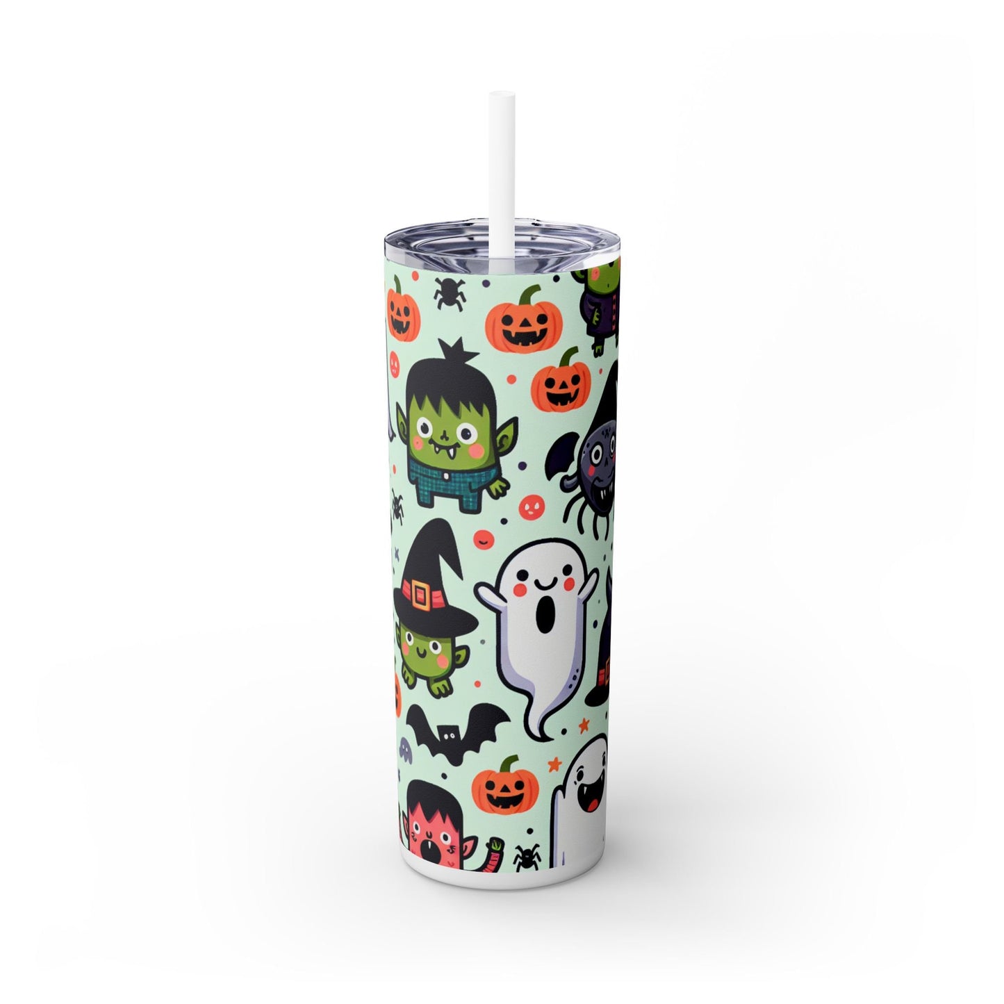 Funny Halloween Monsters Tumbler with Straw, 20oz