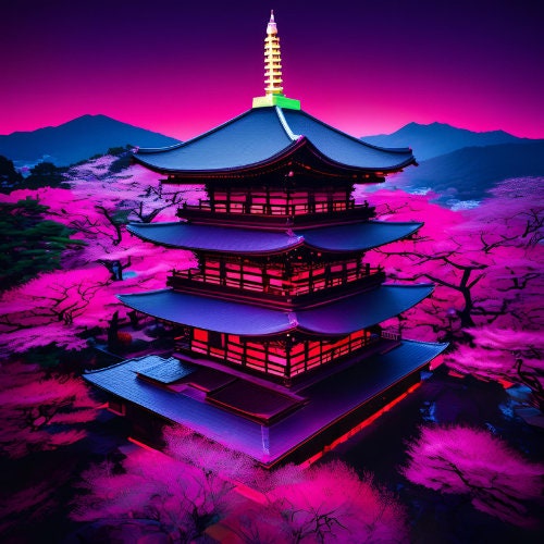 Neon Japanese Temple