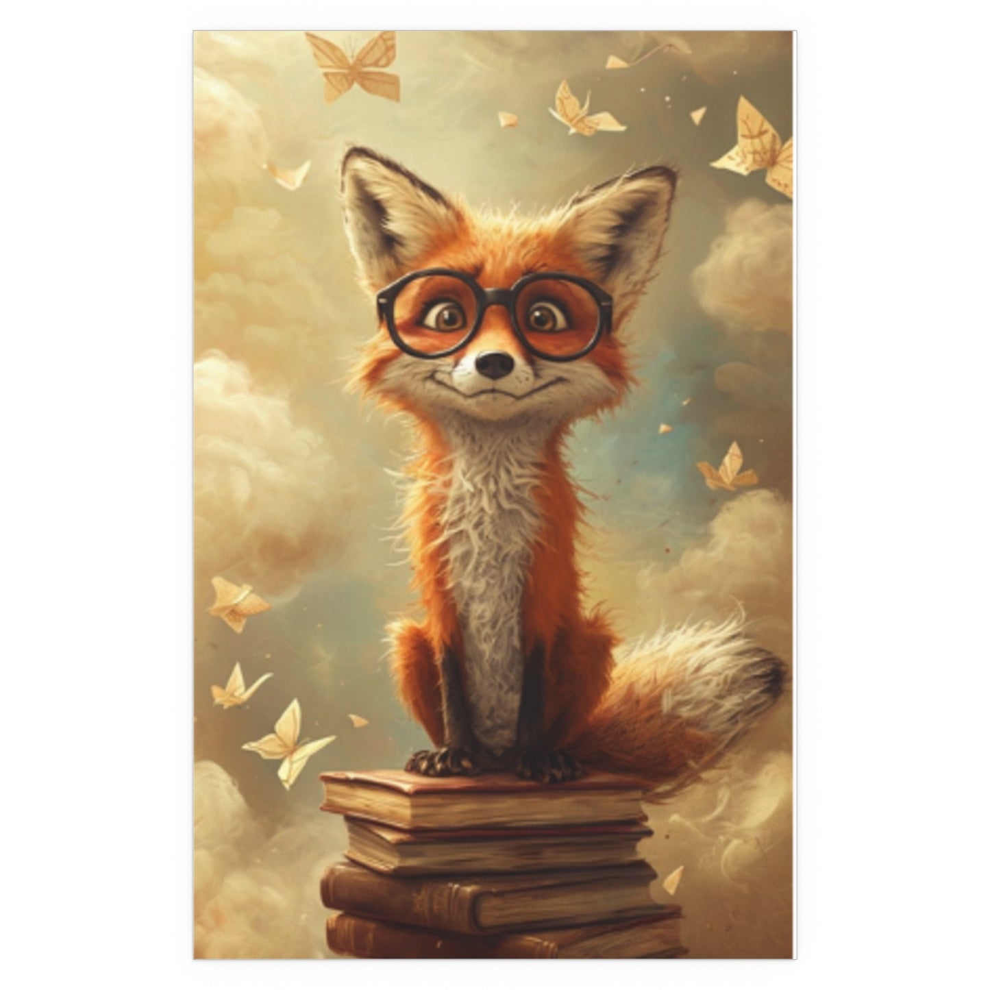 Fox on Books Posters Wall Art