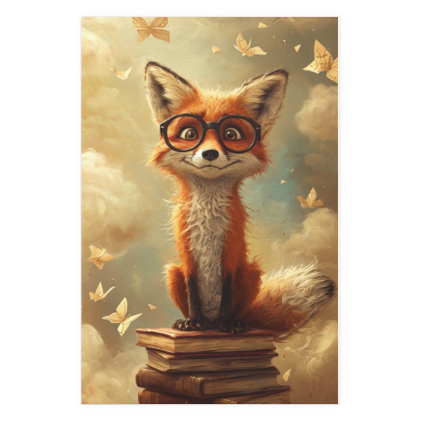 Fox on Books Posters Wall Art