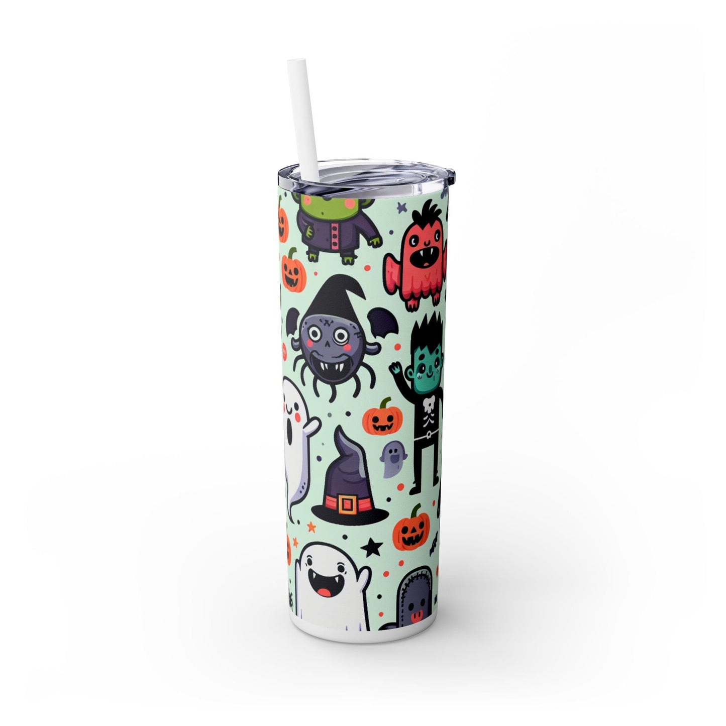 Funny Halloween Monsters Tumbler with Straw, 20oz