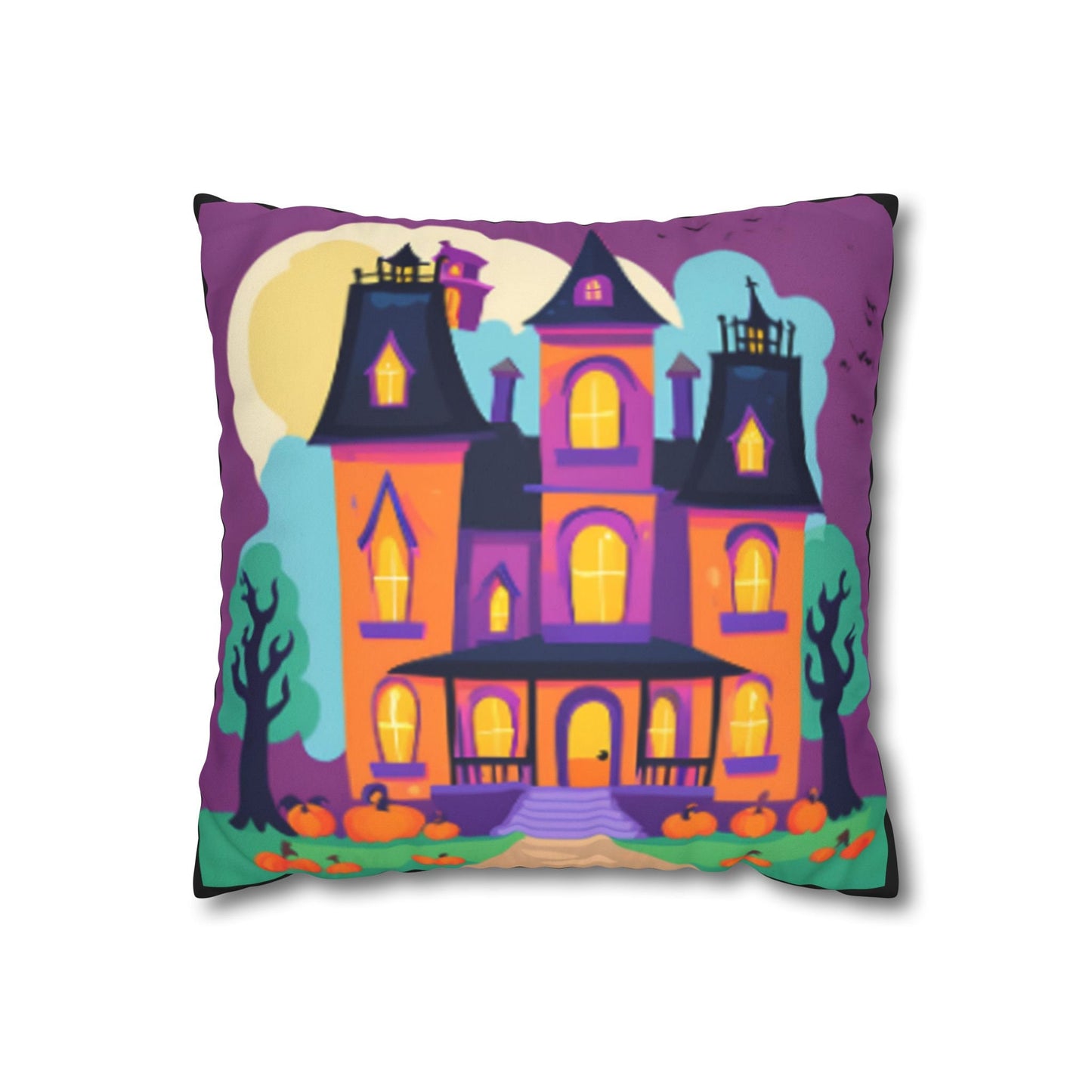 Haunted House Faux Suede Square Pillowcase